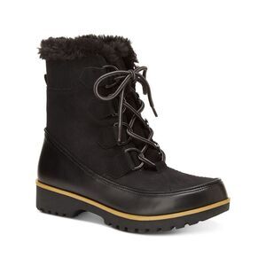 JBU Womens Black 1/2" Platform Brunswick Round Toe Block Heel Snow Boots 9.5 M